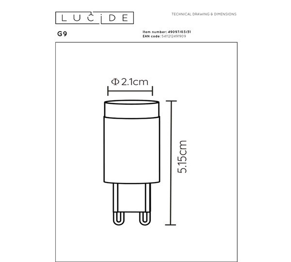 Lucide G9 LED capsule | 2700K | Dimbaar | 3W (25W) LLU20155 - 4