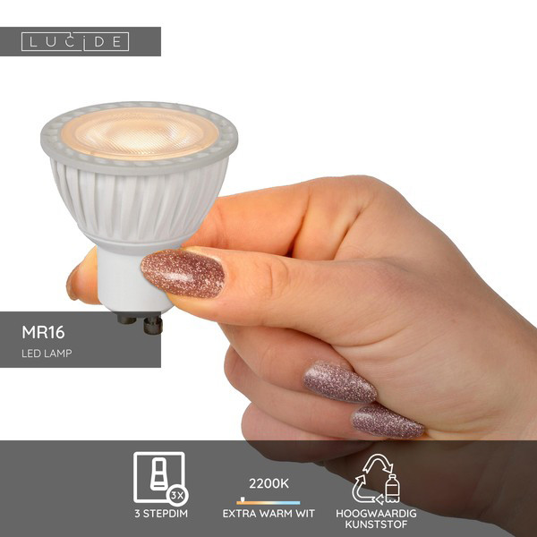 Lucide GU10 LED spot | 2200-2500-2700K | 3-staps dimbaar | CRI >95 | 5W (35W) LLU20286 - 3