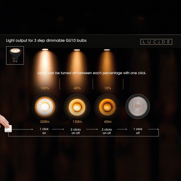 Lucide GU10 LED spot | 2200-2500-2700K | 3-staps dimbaar | CRI >95 | 5W (35W) LLU20288 - 8