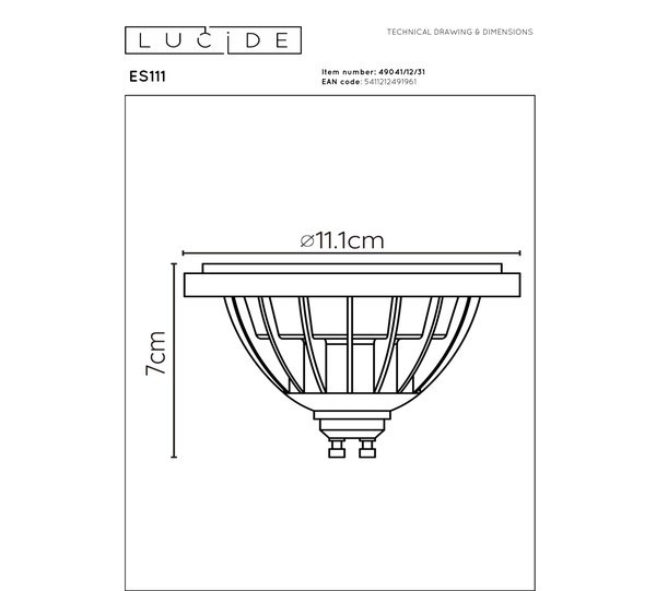 Lucide GU10 LED spot | 2200-3000K | Dim to warm | CRI >95 | 12W (75W) LLU20114 - 6
