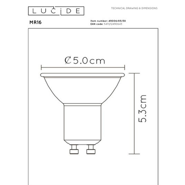 Lucide GU10 LED spot | 3000K | Dimbaar | 5W (35W) LLU20292 - 3