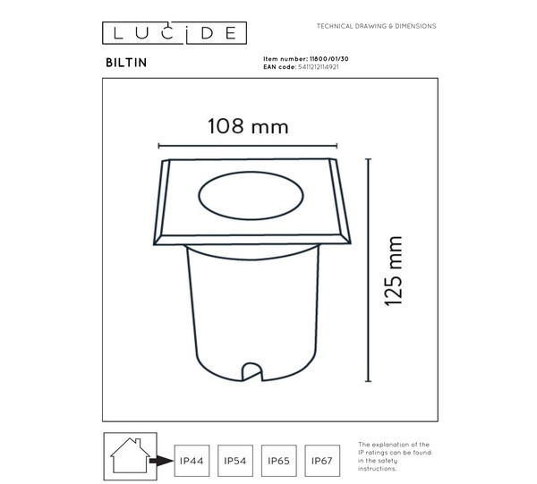 Lucide Grondspot GU10 | Vierkant | Biltin | IP67 | Zwart LLU20040 - 4