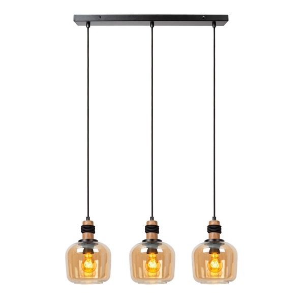 Lucide Hanglamp 3x E27 | Ilona | Amber | Zwart LLU20187 - 1