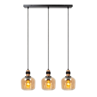 Lucide Hanglamp 3x E27 | Ilona | Amber | Zwart LLU20187