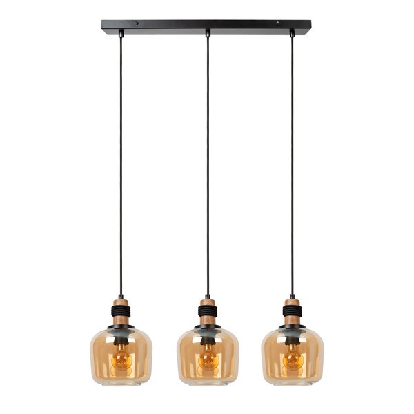 Lucide Hanglamp 3x E27 | Ilona | Amber | Zwart LLU20187 - 4