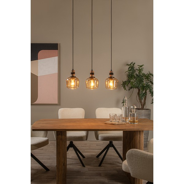 Lucide Hanglamp 3x E27 | Ilona | Amber | Zwart LLU20187 - 6