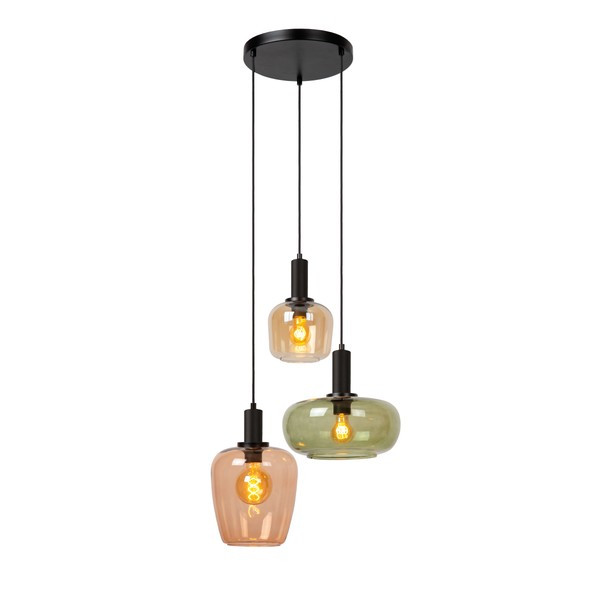 Lucide Hanglamp 3x E27 | Ilona | Zwart LLU20188 - 1