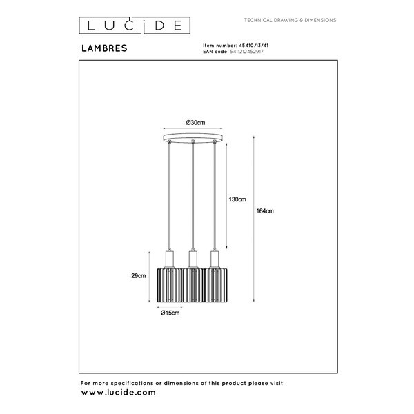 Lucide Hanglamp 3x E27 | Lambres | Taupe LLU20228 - 8