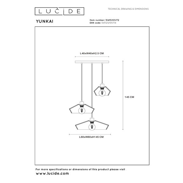 Lucide Hanglamp 3x E27 | Yunkai | Ø 60 cm | Naturel LLU20581 - 7