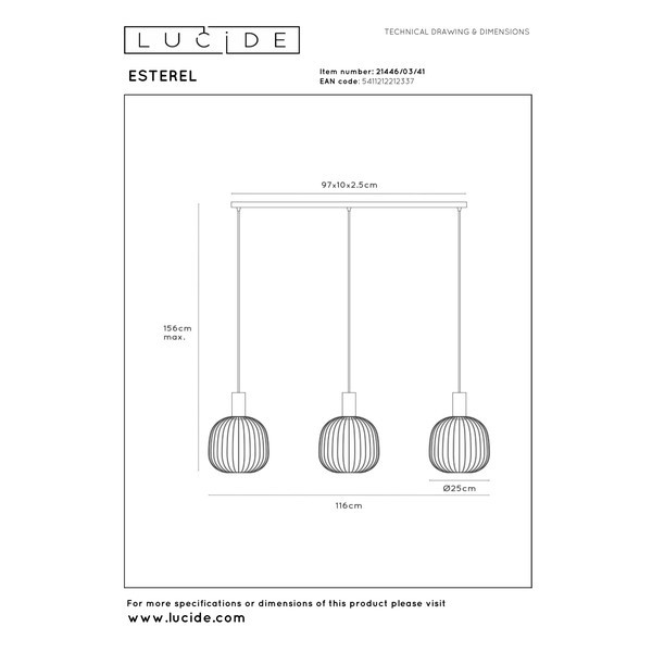 Lucide Hanglamp 3x GU10 | Esterel | Taupe LLU20116 - 8