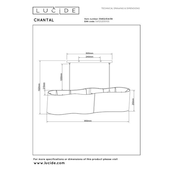 Lucide Hanglamp 4x E27 | Chantal | Organisch | Beige LLU20064 - 7