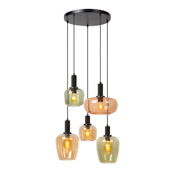 Lucide Hanglamp 5x E27 | Ilona | Zwart LLU20189 - 1