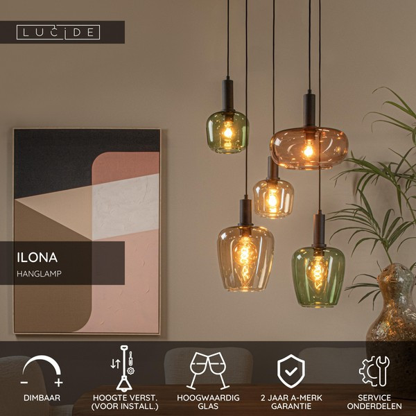 Lucide Hanglamp 5x E27 | Ilona | Zwart LLU20189 - 2