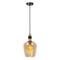 Lucide Hanglamp E27 | Ilona | Ø 22 cm | Amber | Zwart LLU20191