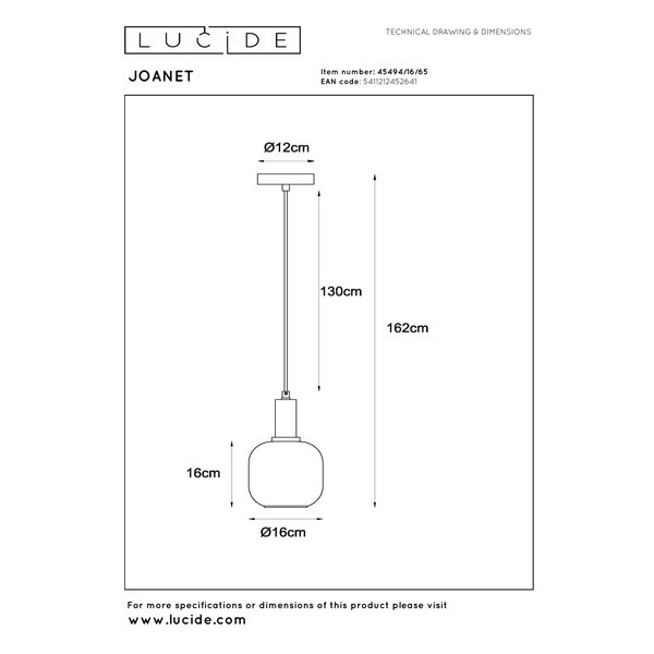 Lucide Hanglamp E27 | Joanet | Ø 16 cm | Zwart LLU20204 - 8