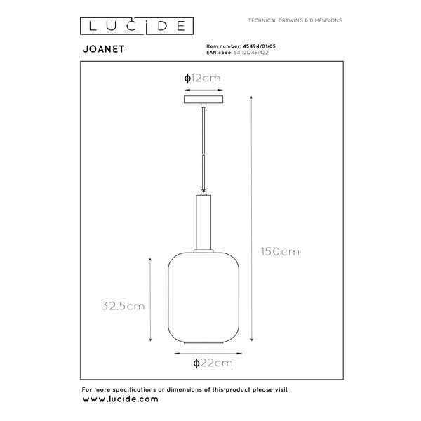 Lucide Hanglamp E27 | Joanet | Ø 22 cm | Zwart LLU20205 - 8