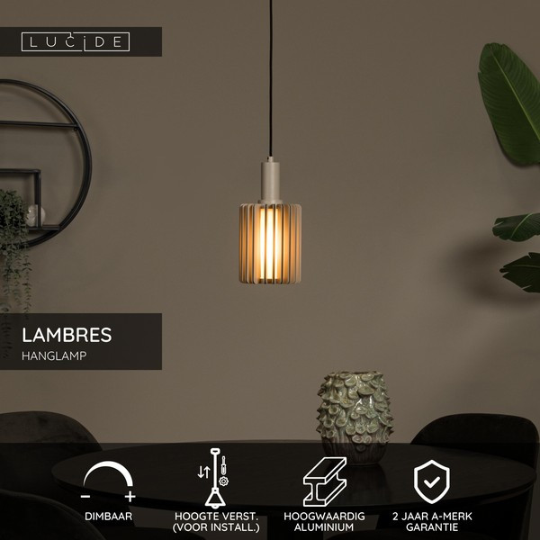Lucide Hanglamp E27 | Lambres | Ø 15 cm | Taupe LLU20232 - 2