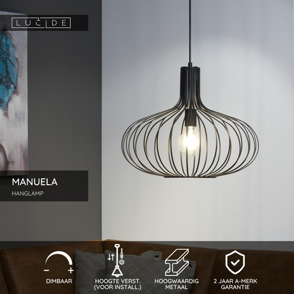 Lucide Hanglamp E27 | Manuela | Ø 50 cm | Zwart LLU20250 - 2
