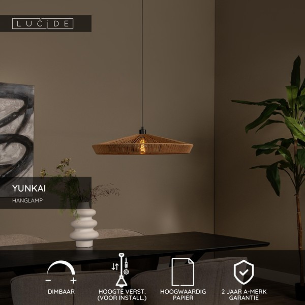 Lucide Hanglamp E27 | Yunkai | Ø 70 cm | Naturel LLU20582 - 2
