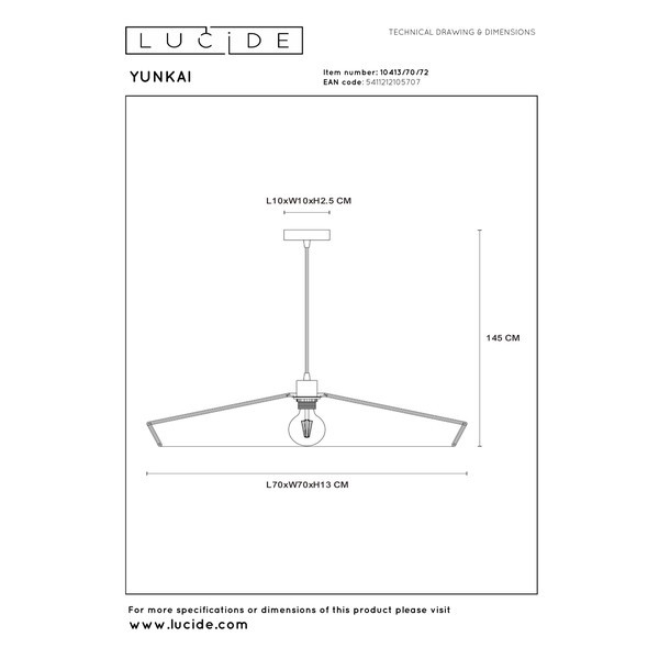 Lucide Hanglamp E27 | Yunkai | Ø 70 cm | Naturel LLU20582 - 6