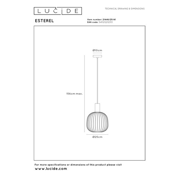 Lucide Hanglamp GU10 | Esterel | Ø 25 cm | Taupe LLU20118 - 8