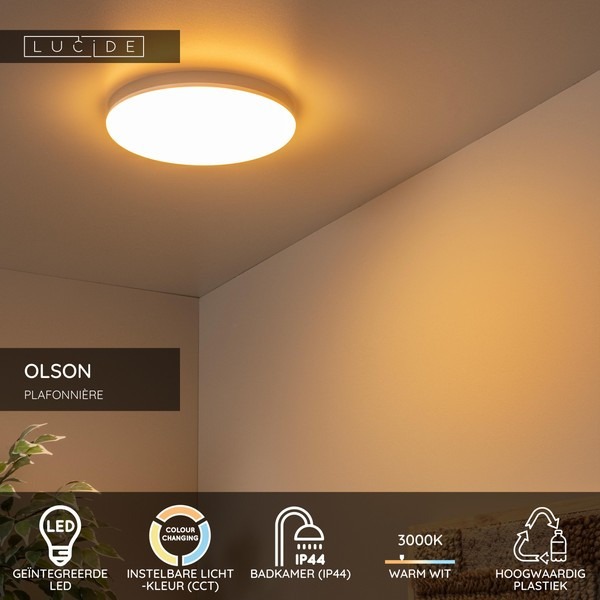 Lucide LED Plafondlamp | Ø 29 cm | Olson | 3000-4000-6500K | IP44 | Wit | 24W LLU20307 - 2