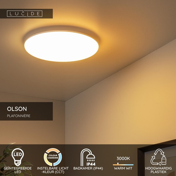 Lucide LED Plafondlamp | Ø 35 cm | Olson | 3000-4000-6500K | IP44 | Wit | 36W LLU20308 - 2
