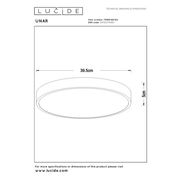Lucide LED Plafondlamp | Ø 39.5 cm | Unar | | 2700K | 3-staps dimbaar | Goud | 24W LLU20541 - 7
