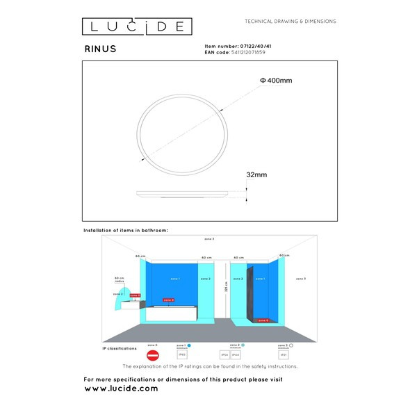 Lucide LED Plafondlamp | Ø 40 cm | Rinus | 2200-2700-3000K | IP44 | Zandkleur | 24W LLU20340 - 4