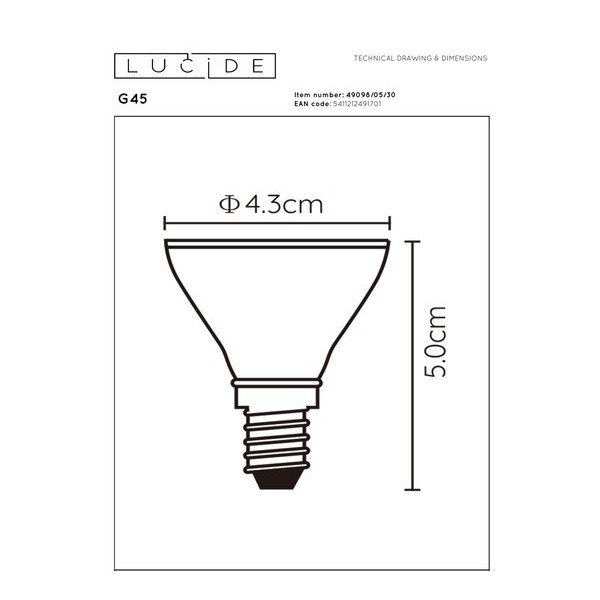 Lucide LED lamp E14 | Kogel G45 | Mat | 2700K | 3-staps dimbaar | 5W (45W) LLU20145 - 5