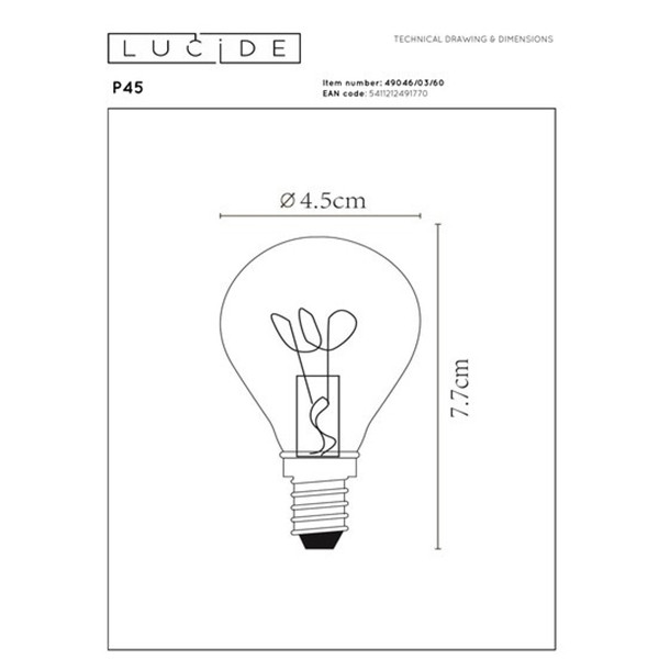 Lucide LED lamp E14 | Kogel P45 | Filament | 2700K | Dimbaar | 3W (15W) LLU20318 - 3