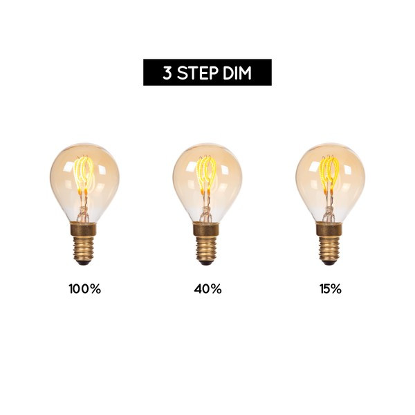 Lucide LED lamp E14 | Kogel P45 | Filament | Goud | 2200K | 3-staps dimbaar | 3W (20W) LLU20314 - 4