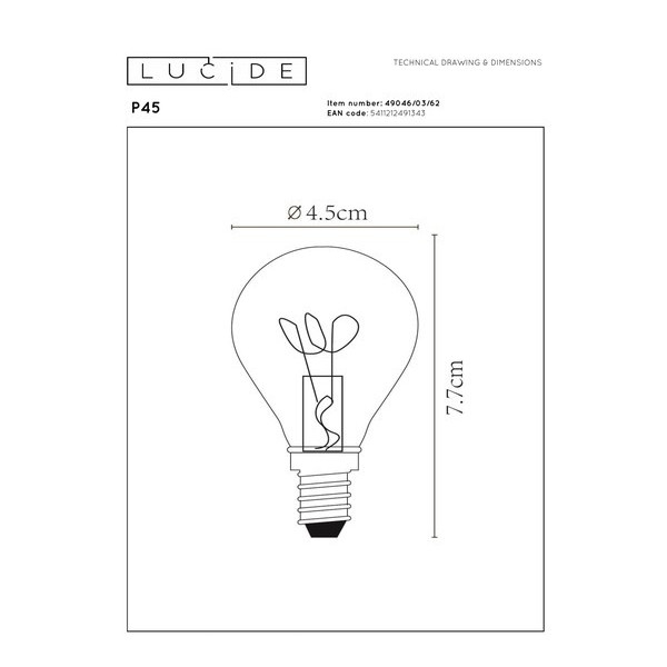 Lucide LED lamp E14 | Kogel P45 | Filament | Goud | 2200K | Dimbaar | 3W (25W) LLU20316 - 4