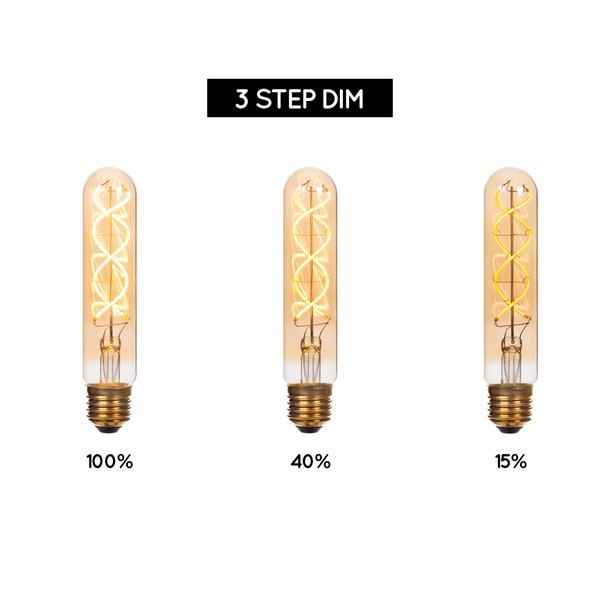 Lucide LED lamp E27 | Buis T32 | Filament | Goud | 2200K | 3-staps dimbaar | 4.9W (40W) LLU20390 - 4