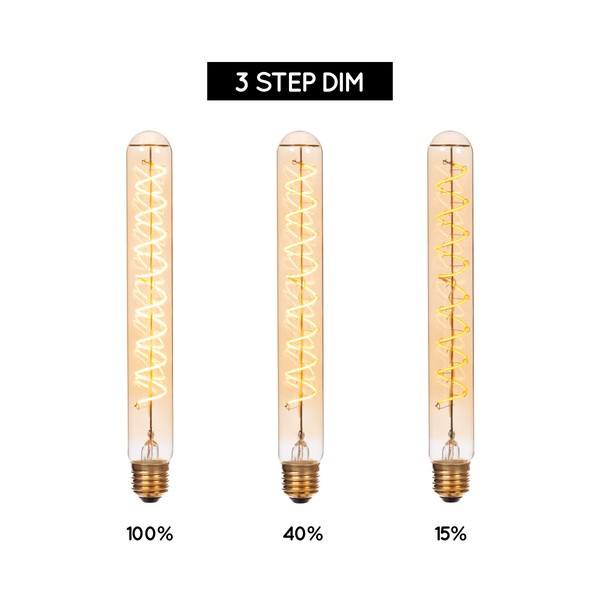 Lucide LED lamp E27 | Buis T32 | Filament | Goud | 2200K | 3-staps dimbaar | 4.9W (40W) LLU20396 - 4