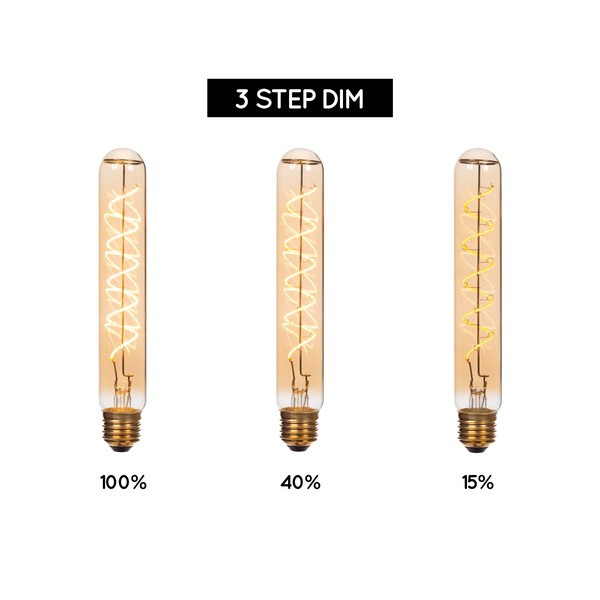 Lucide LED lamp E27 | Buis T32 | Filament | Goud | 2200K | 3-staps dimbaar | 4.9W (40W) LLU20398 - 4