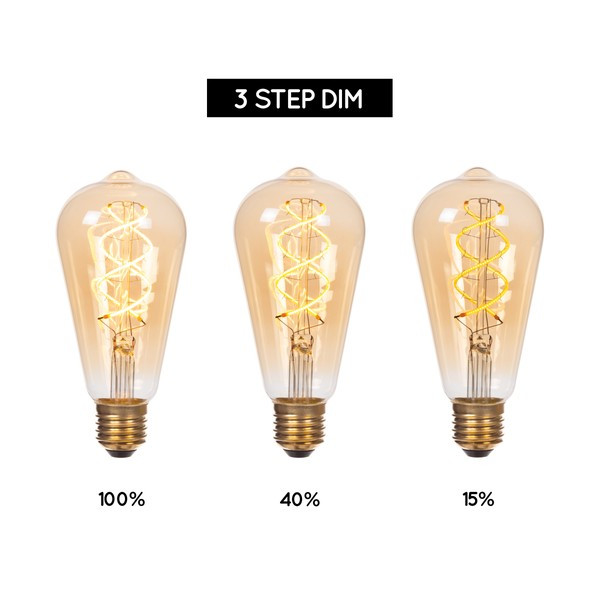 Lucide LED lamp E27 | Edison ST64 | Filament | Goud | 2200K | 3-staps dimbaar | 4.9W (40W) LLU20376 - 4