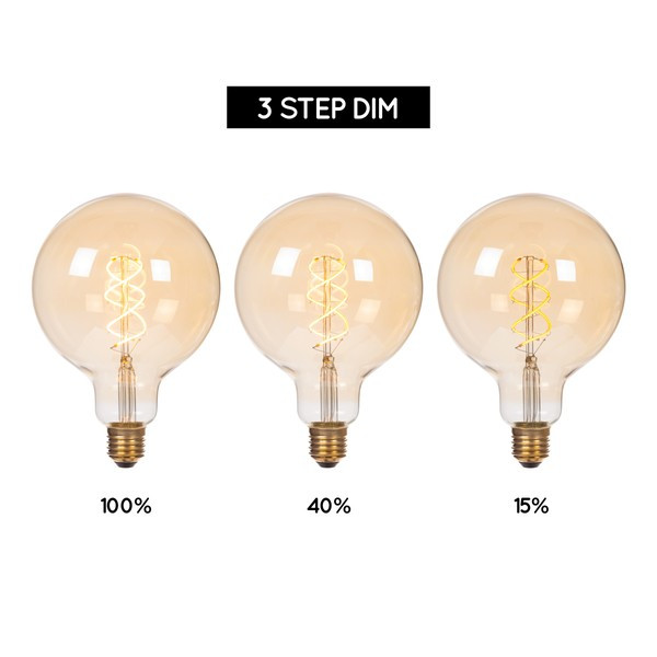 Lucide LED lamp E27 | Globe G125 | Filament | Goud | 2200K | 3-staps dimbaar | 4.9W (40W) LLU20125 - 5