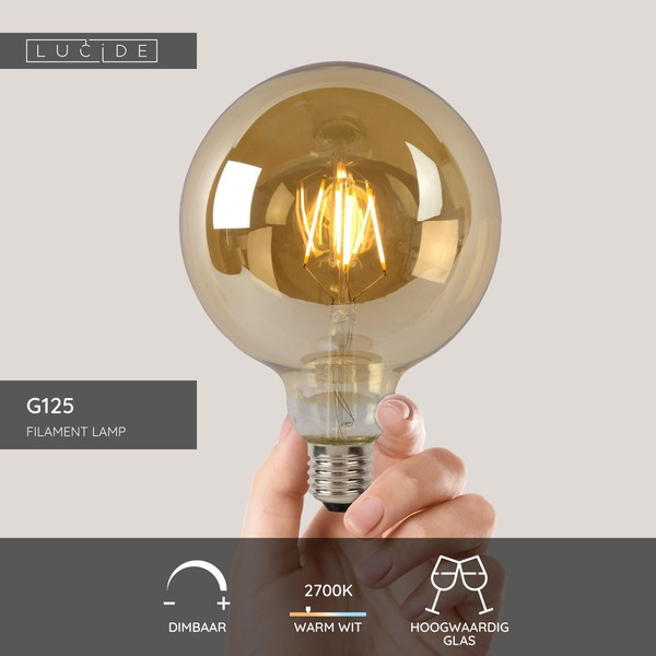 Lucide LED lamp E27 | Globe G125 | Filament | Goud | 2700K | Dimbaar | 8W (75W) LLU20131 - 3