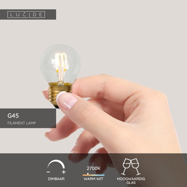 Lucide LED lamp E27 | Kogel G45 | Filament | 2700K | Dimbaar | 3W (15W) LLU20139 - 2