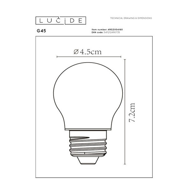 Lucide LED lamp E27 | Kogel G45 | Filament | 2700K | Dimbaar | 4W (40W) LLU20143 - 4