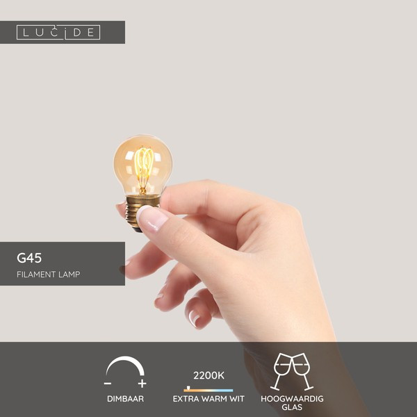 Lucide LED lamp E27 | Kogel G45 | Filament | Goud | 2200K | 3-staps dimbaar | 3W (20W) LLU20135 - 3
