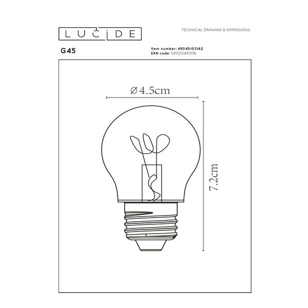 Lucide LED lamp E27 | Kogel G45 | Filament | Goud | 2200K | Dimbaar | 3W (25W) LLU20137 - 3