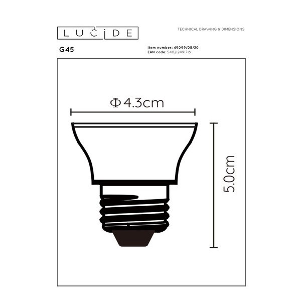 Lucide LED lamp E27 | Kogel G45 | Mat | 2700K | 3-staps dimbaar | 5W (45W) LLU20147 - 5
