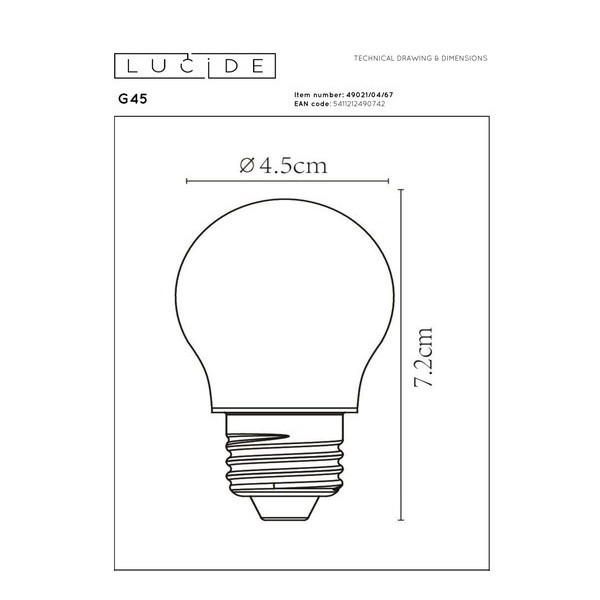 Lucide LED lamp E27 | Kogel G45 | Mat | 2700K | Dimbaar | 4W (40W) LLU20141 - 4