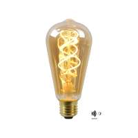 Lucide LED lamp E27 met sensor | Edison ST64 | Filament | Goud | Schemer | 2200K | 4W (40W) LLU20384