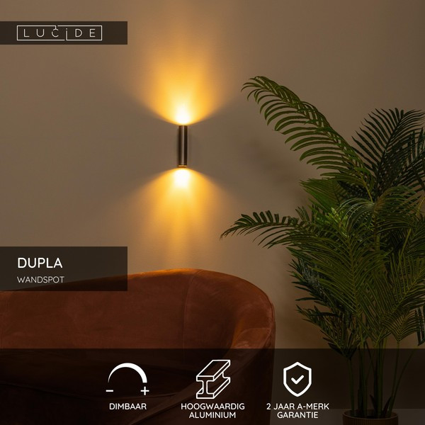 Lucide Led wandspot | Cilinder | Dupla | IP20 | Coffee | 2x GU10 fitting LLU20107 - 5