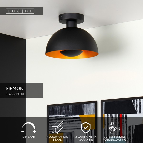 Lucide Plafondlamp E27 | Ø 25 cm | Siemon | Zwart LLU20370 - 2
