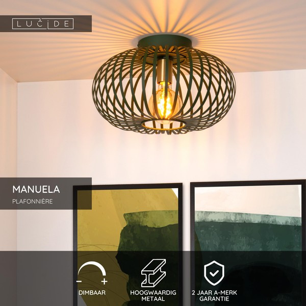 Lucide Plafondlamp E27 | Manuela | Rond | IP20 | Groen | Ø 39.5 cm LLU20252 - 6