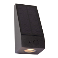 Lucide Solar wandlamp buiten op sensor | Irwin | 3000K | IP54 | Bewegingssensor | Zwart | 2W LLU20195